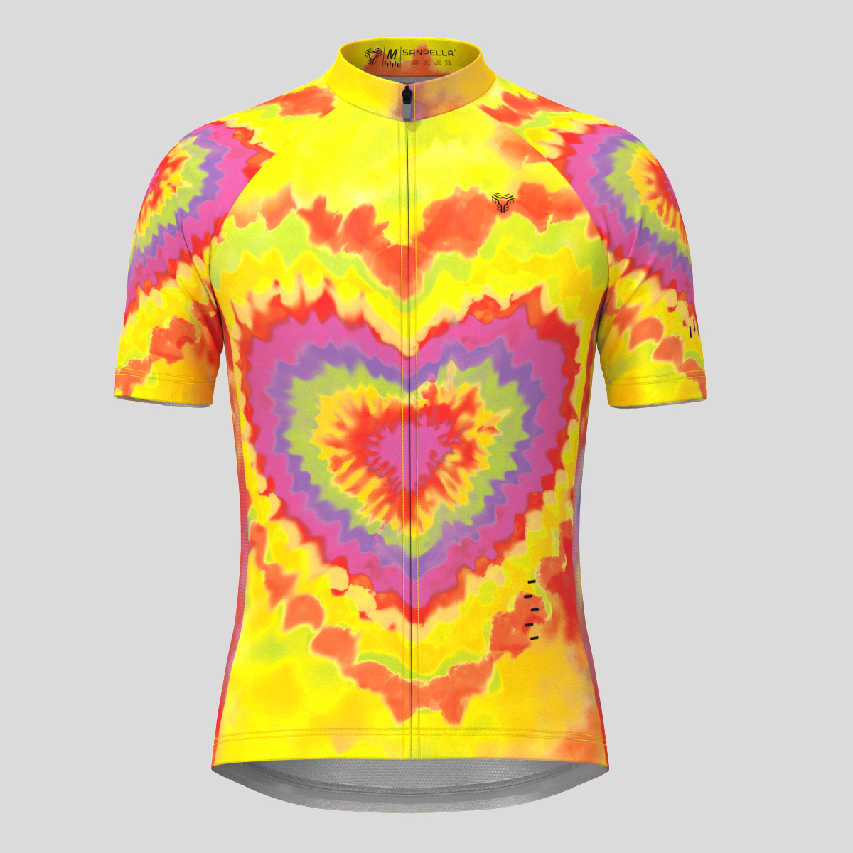Tie Dye Heart Fade Men's Cycling Jersey - Yellow/Red