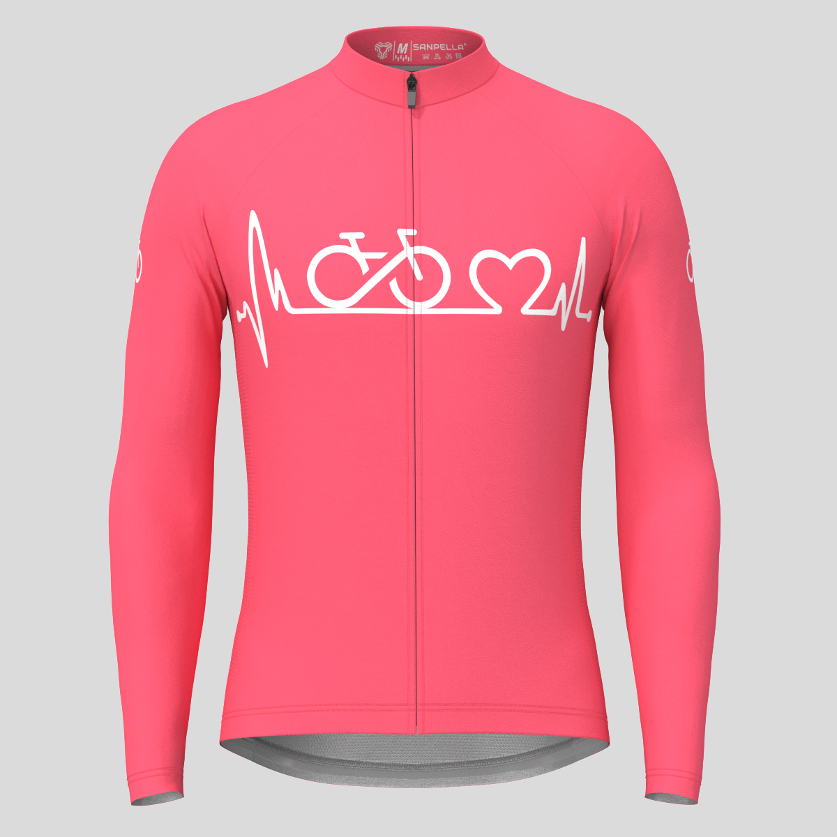Bike Heartbeat Men's LS Cycling Jersey - Pink