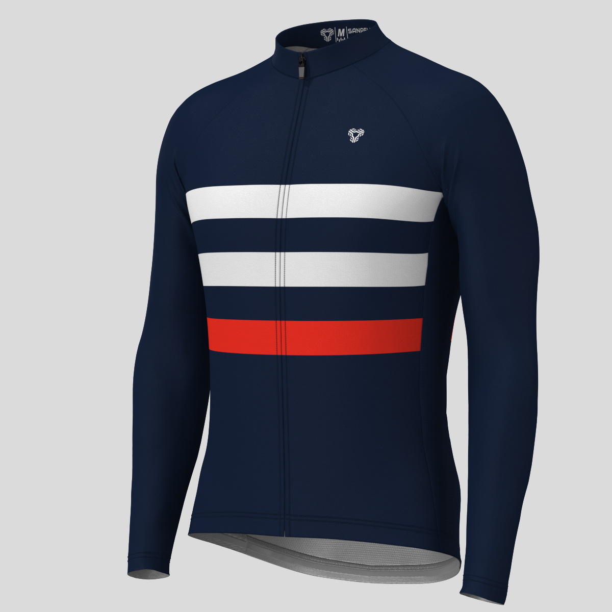 Men's Classic Stripes LS Cycling Jersey - Navy/White/Red