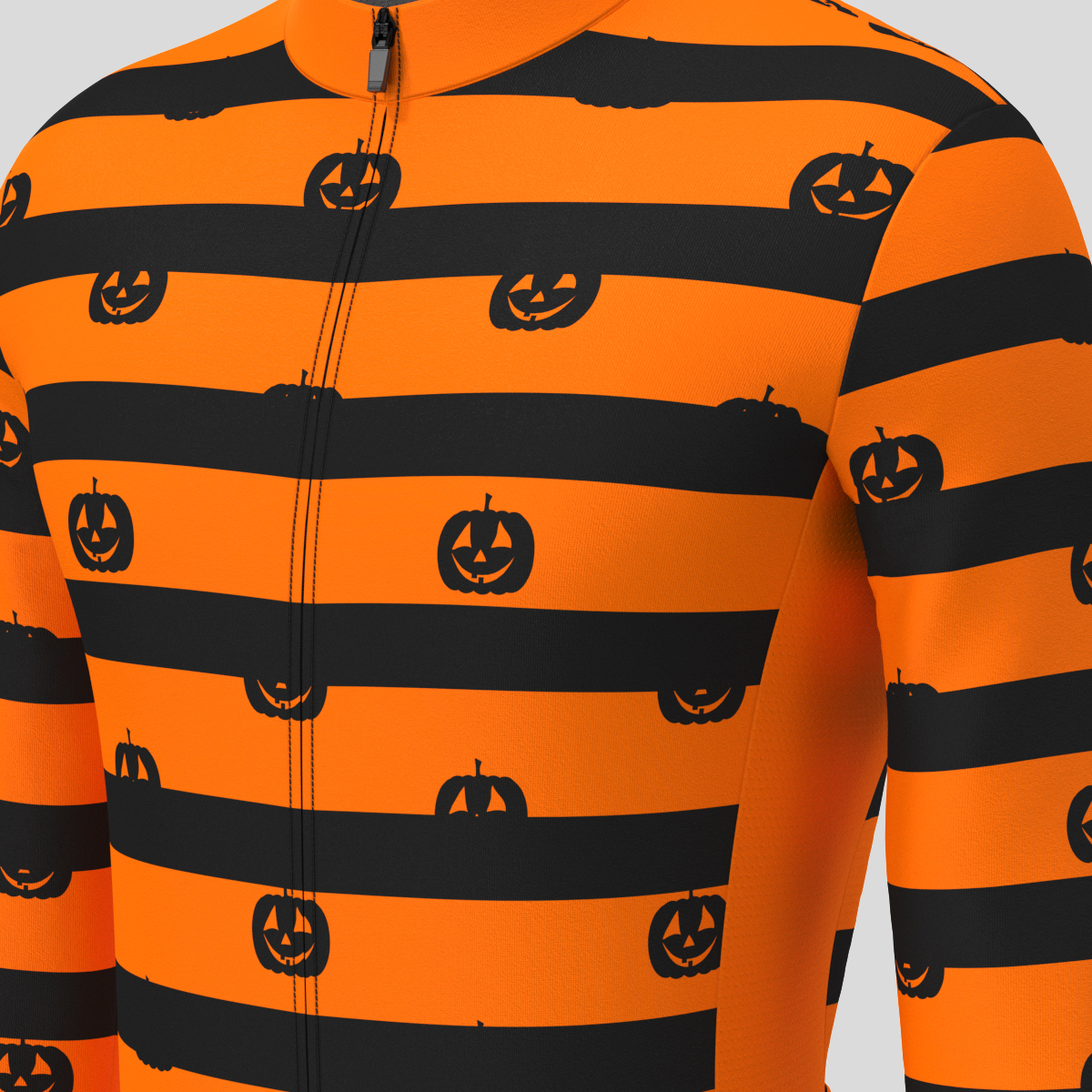 Halloween Pumpkin Stripes LS Cycling Jersey