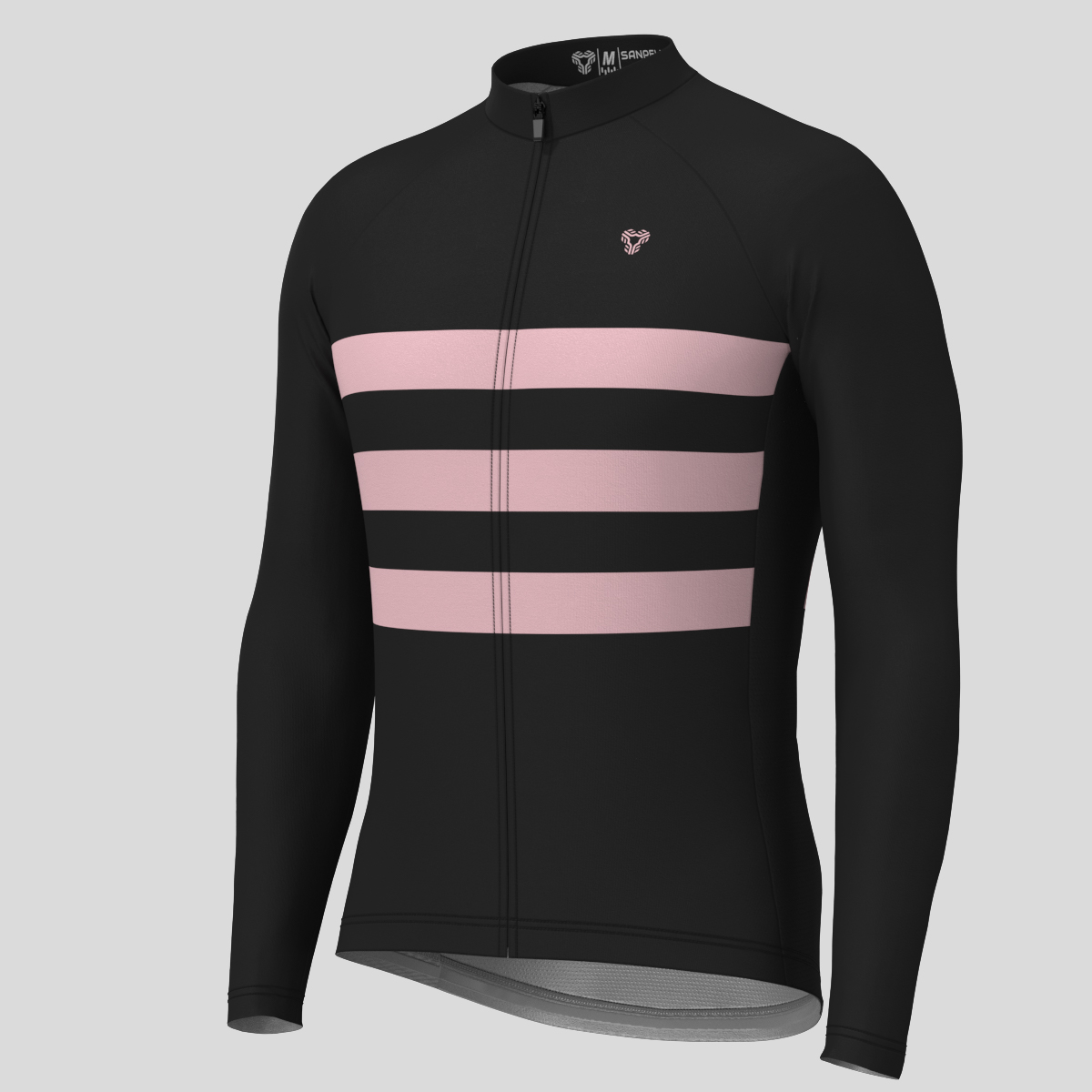 Men's Classic Stripes LS Cycling Jersey - Black/Pink