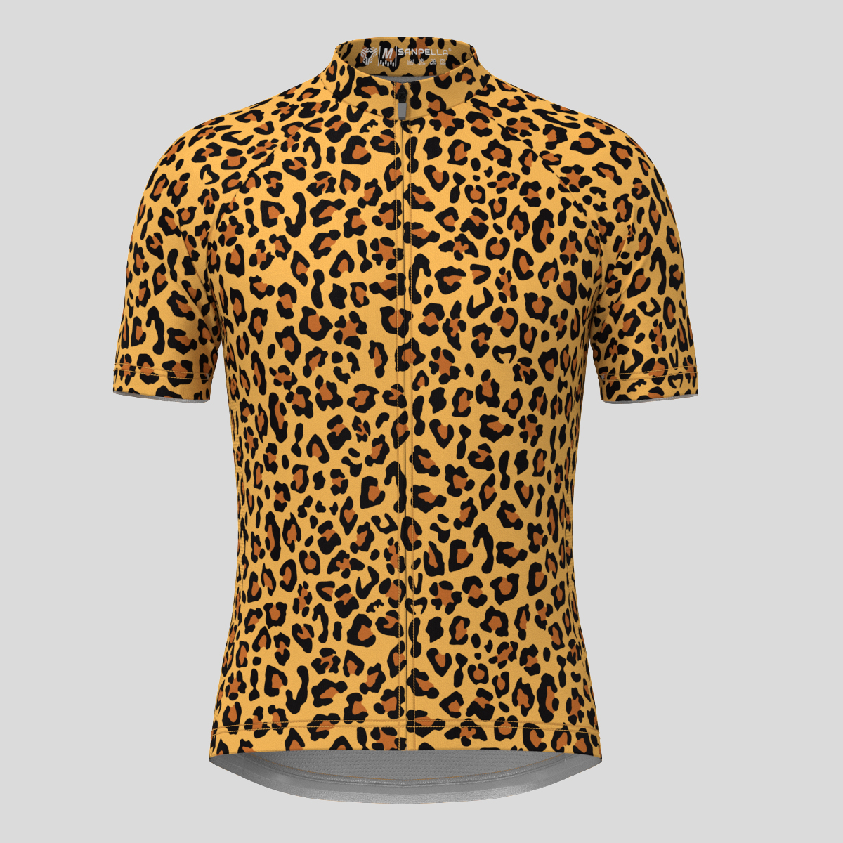 Leopard Print Men's Cycling Jersey -  Brown