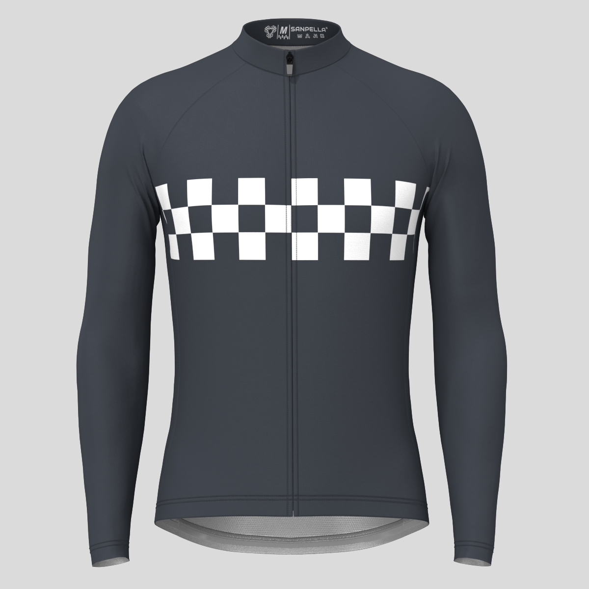 Men's Checkered Flag Retro LS Cycling Jersey - Graphite