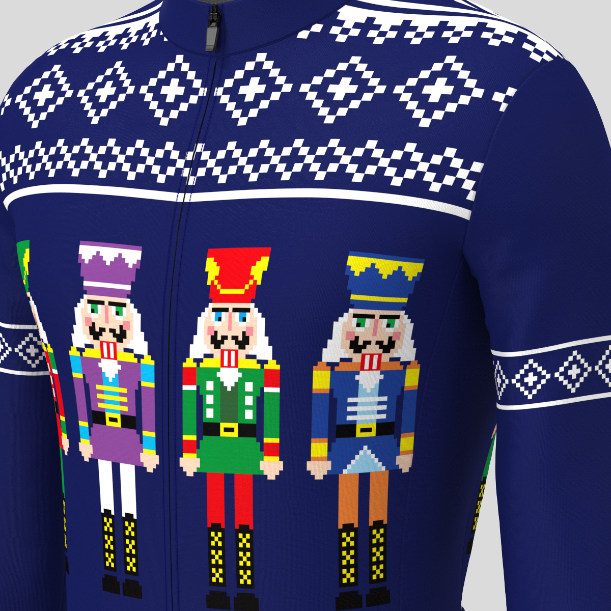 Christmas Sweater Nutcrackers Men's LS Cycling Jersey
