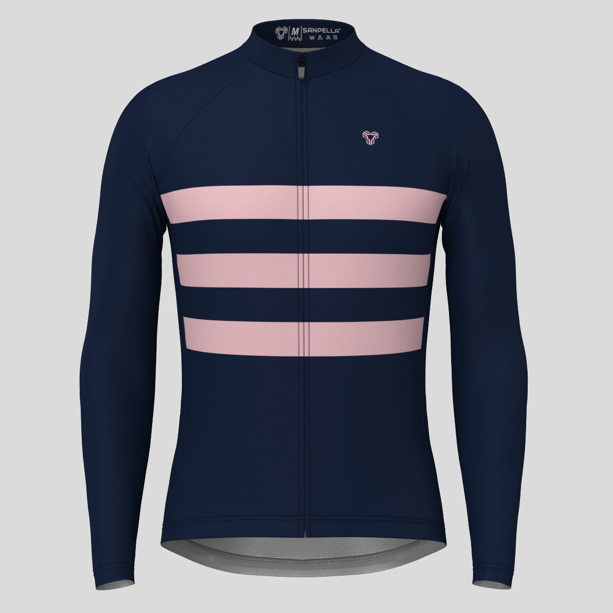 Minimal Stripes Men's LS Cycling Jersey - Navy/Pink