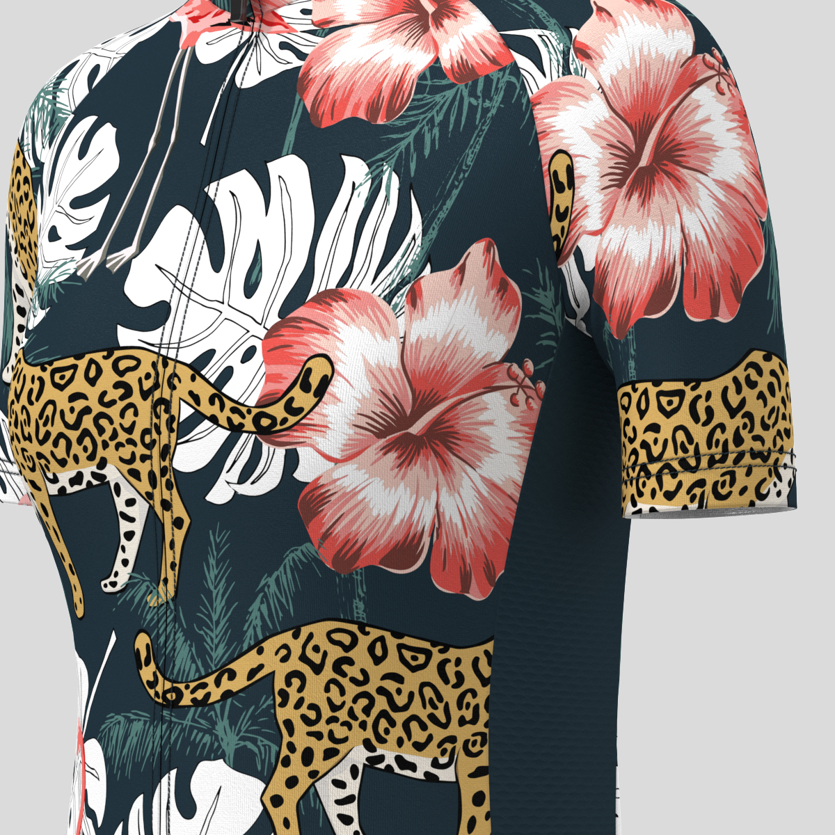 Pink Flamingo Leopard Print Women's Cycling Jersey