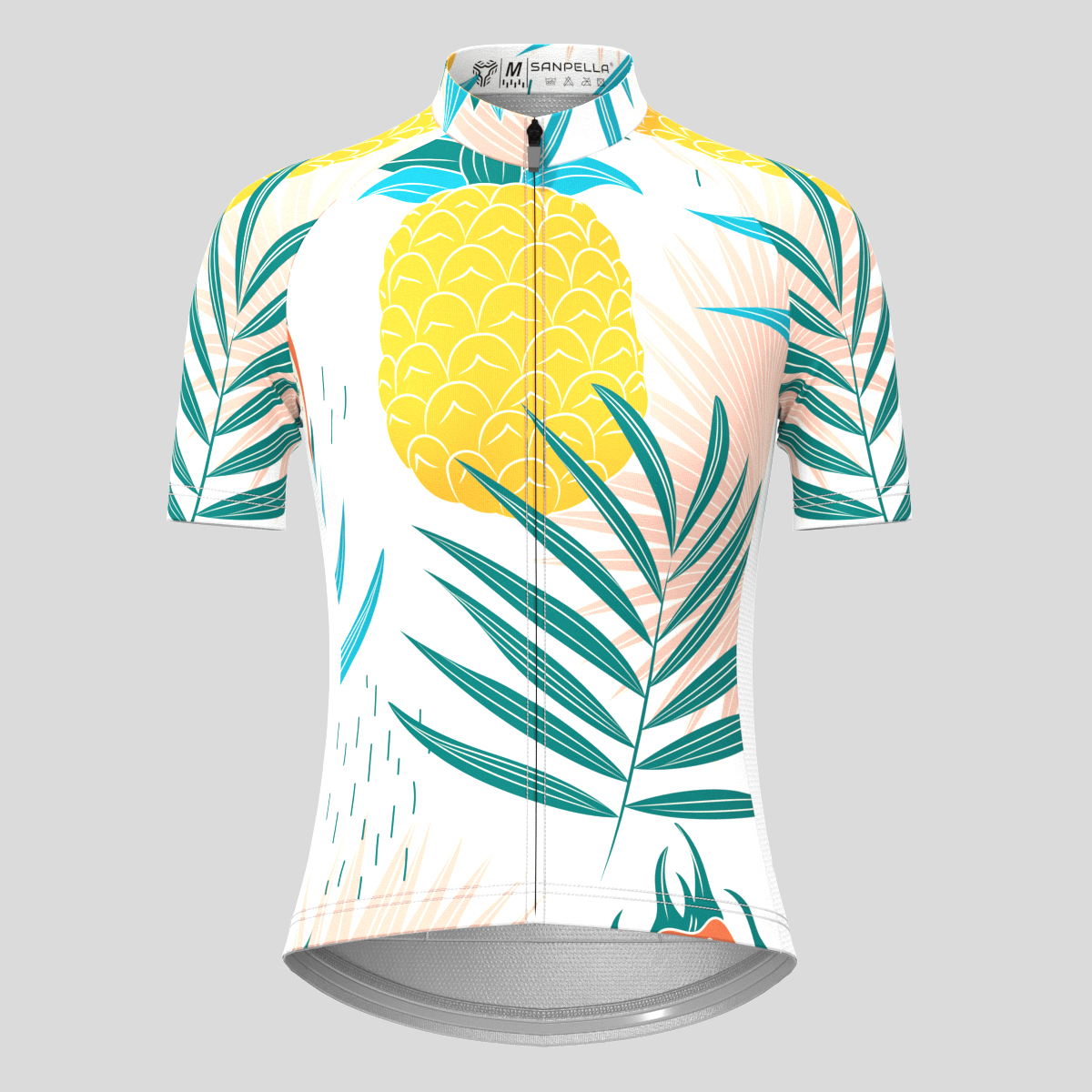 Pitaya Pineapple Print Men's Cycling Jersey - White