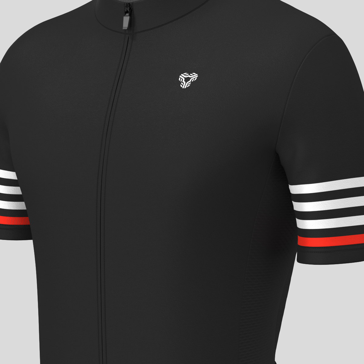 Minimal Stripes Men's Cycling Jersey - Black/White/Red