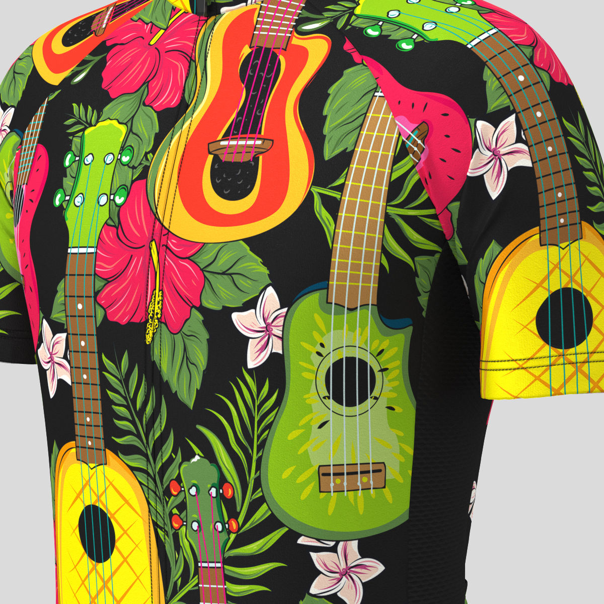 Colorful Hawaiian Fruity Ukulele Men's Cycling Jersey