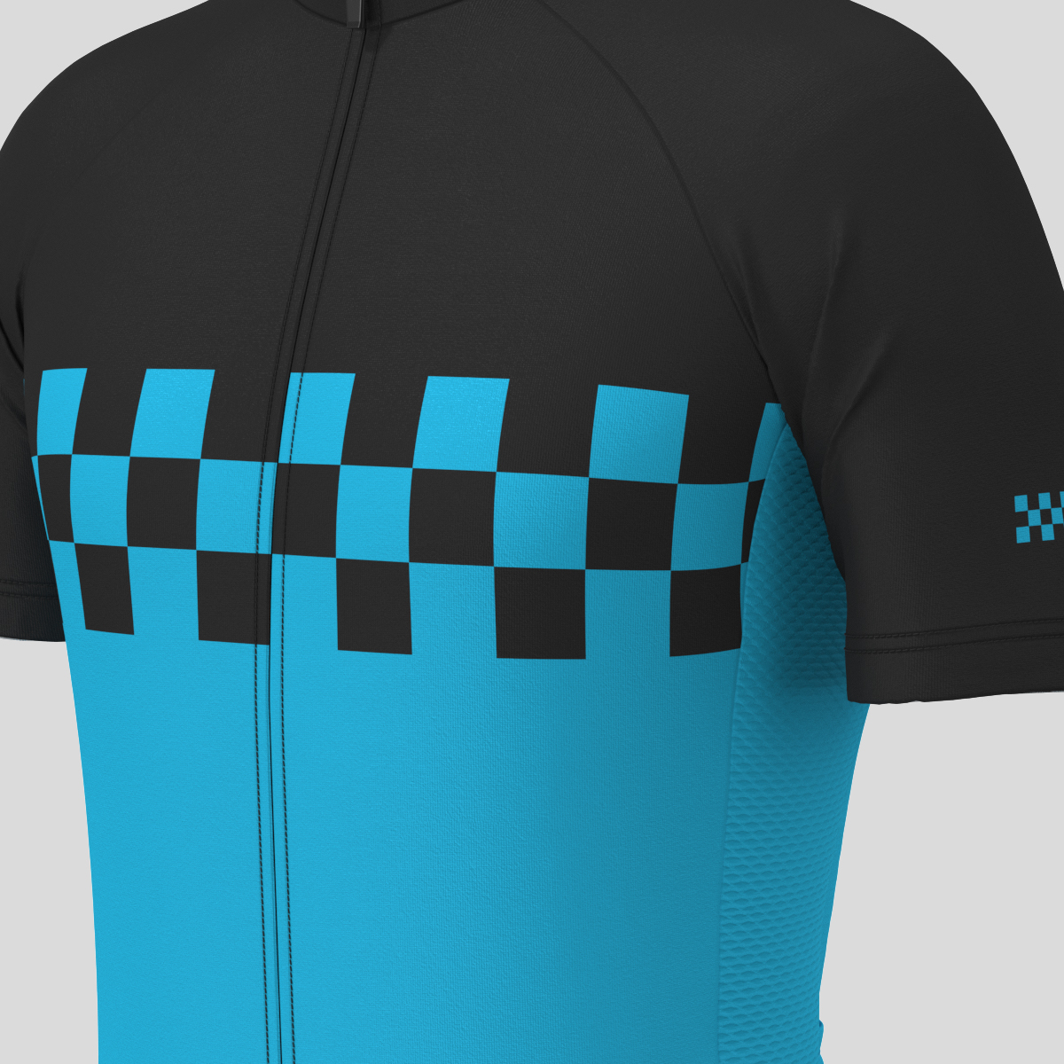 Men's Checkered Flag Cycling Jersey - Blue