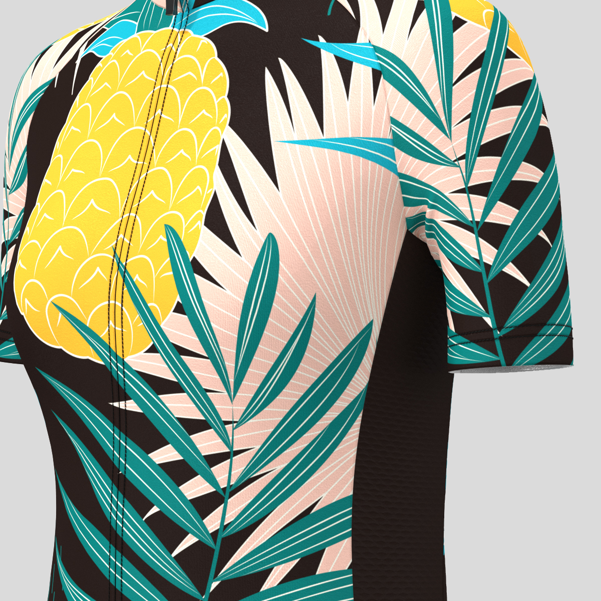 Women's Pitaya Pineapple Print Cycling Jersey - Black