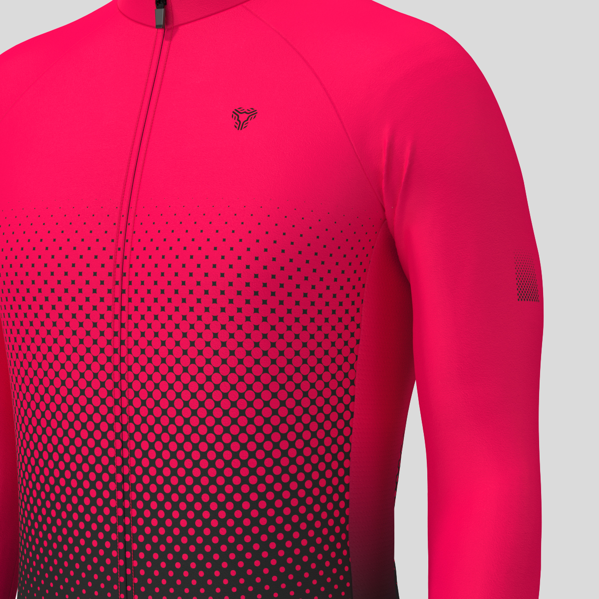 Polka Dot Gradient Men's LS Cycling Jersey - Jester Red