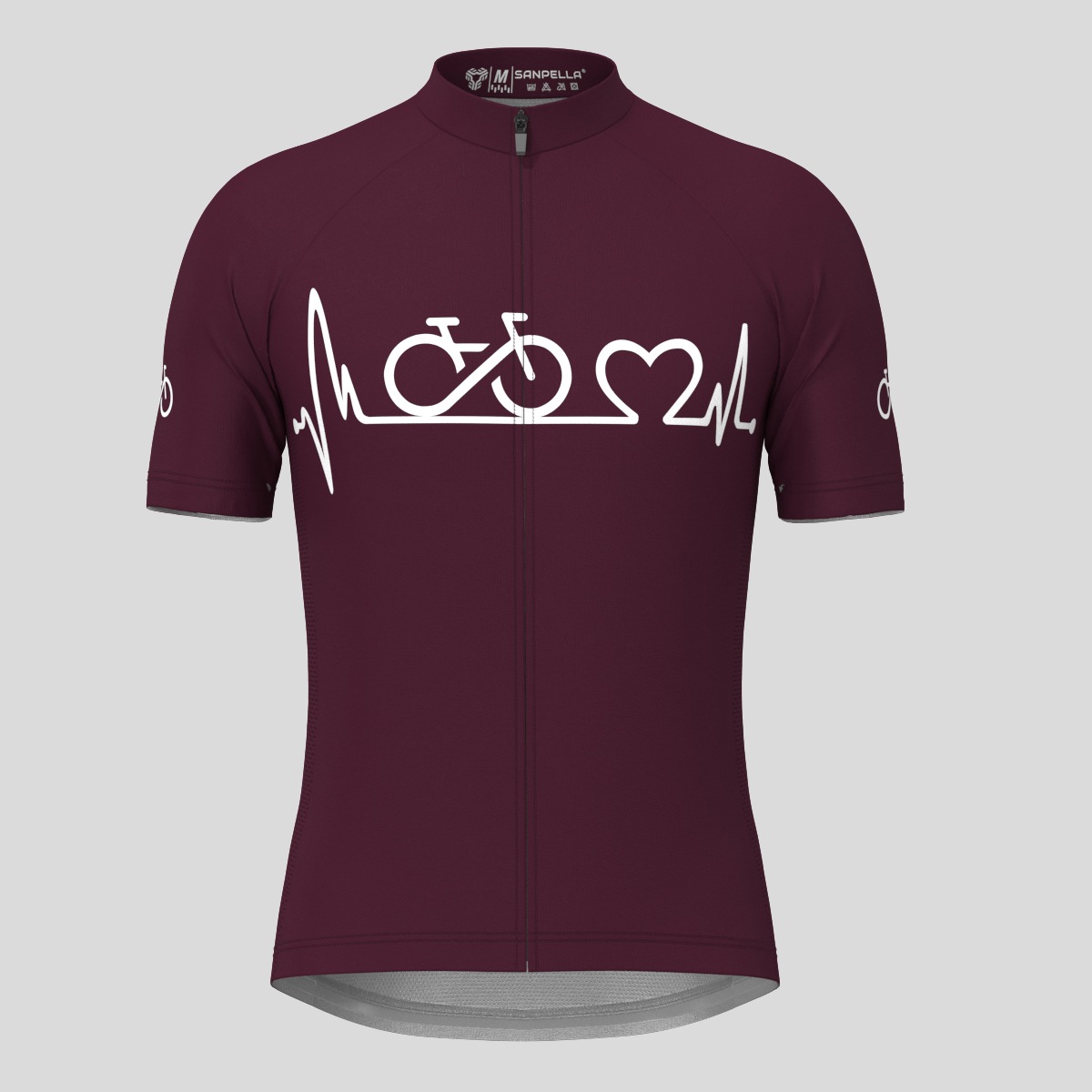 Bike Heartbeat Men's Cycling Jersey - Burgundy