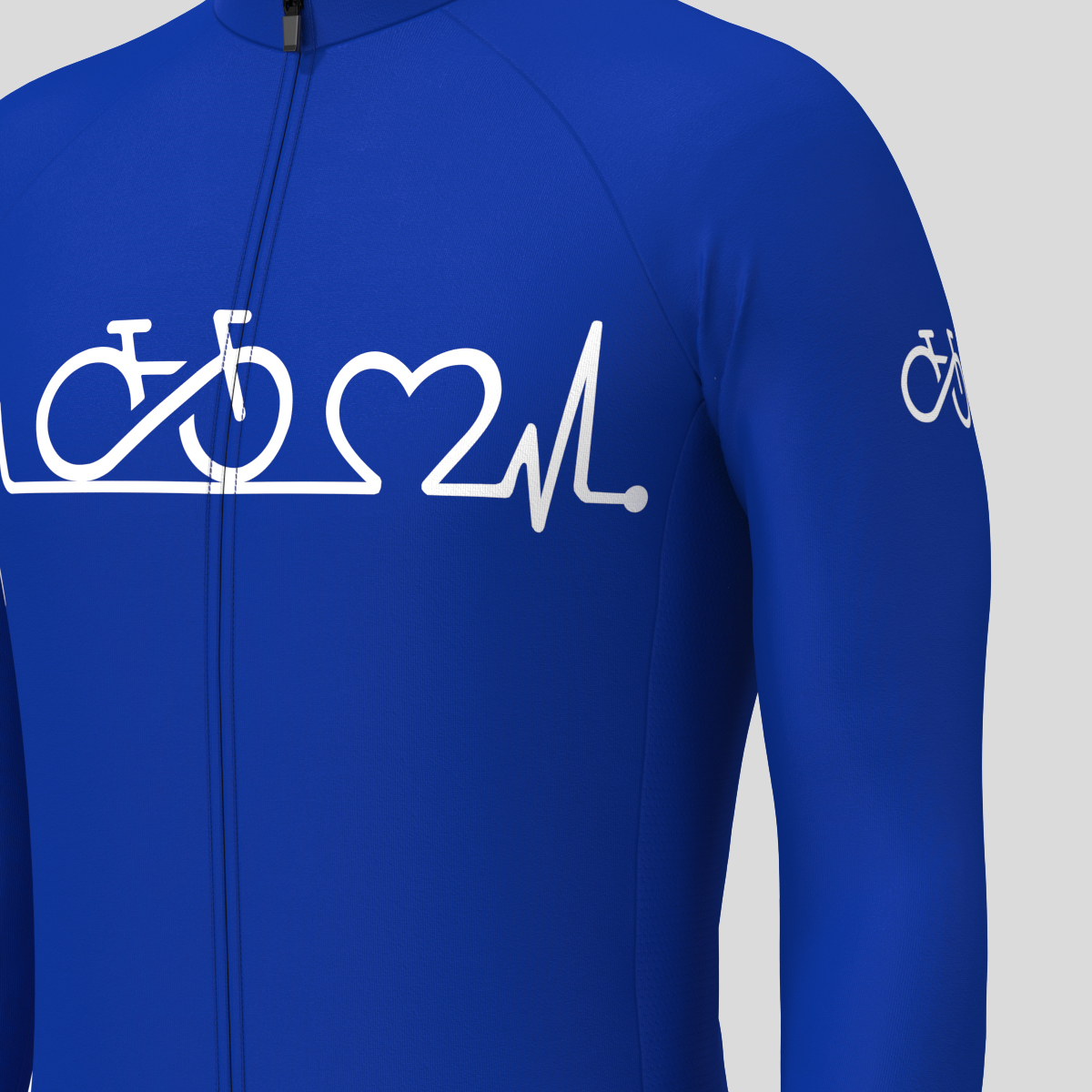 Bike Heartbeat Men's LS Cycling Jersey - Racing Blue