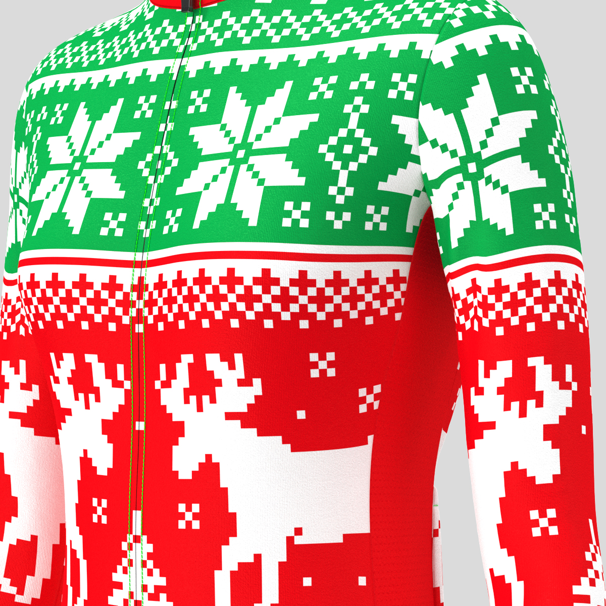 Ugly Christmas Sweater Reindeer Snowflakes Women's LS Cycling Jersey