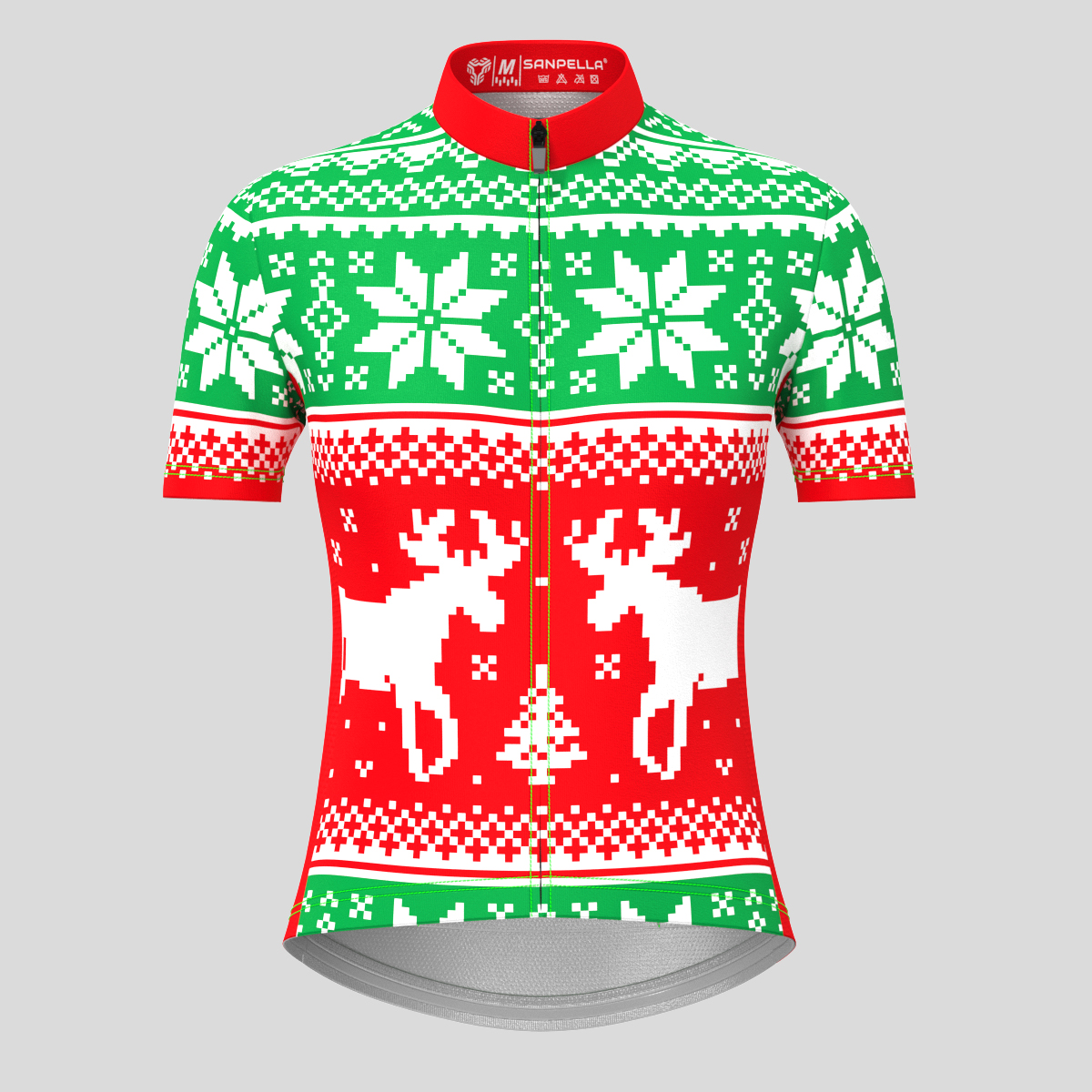 Ugly Christmas Sweater Reindeer Snowflakes Women's Cycling Jersey