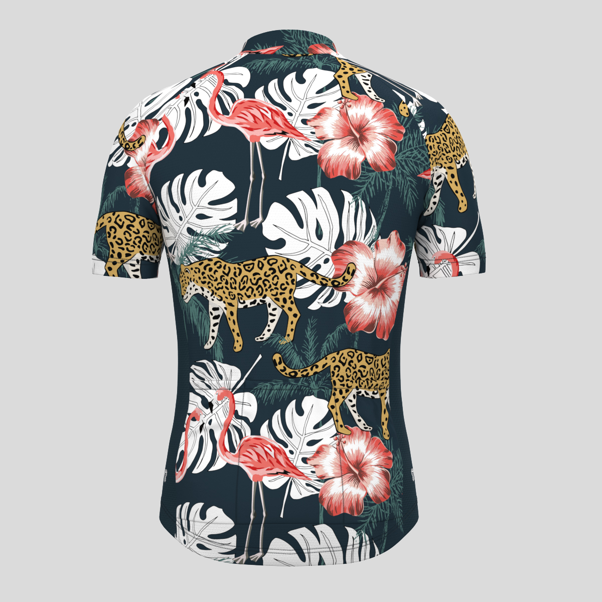 Pink Flamingo Leopard Print Men's Cycling Jersey