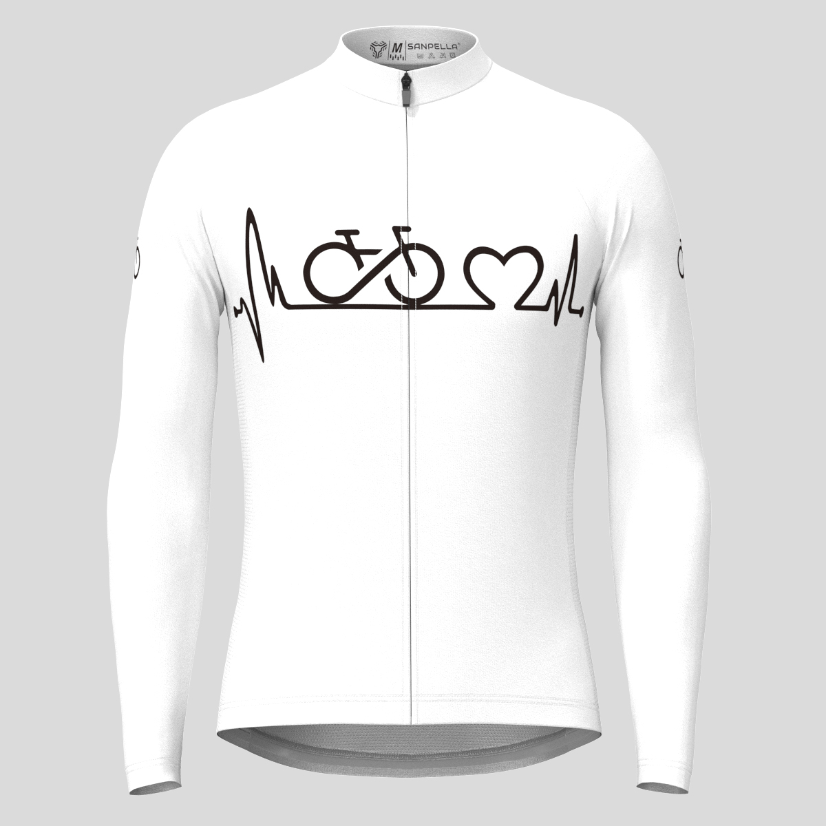Bike Heartbeat Men's LS Cycling Jersey - White