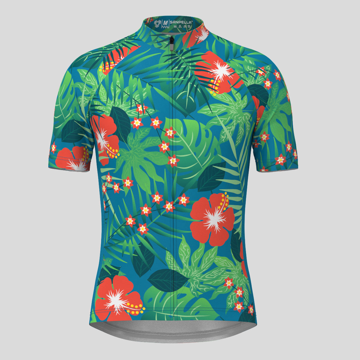 Hawaii Tropical Floral Men's Cycling Jersey-Blue