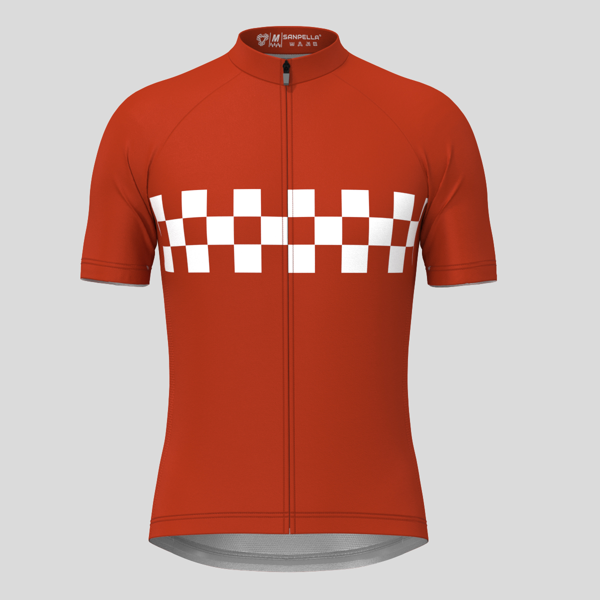Men's Checkered Flag Retro Cycling Jersey - Brick