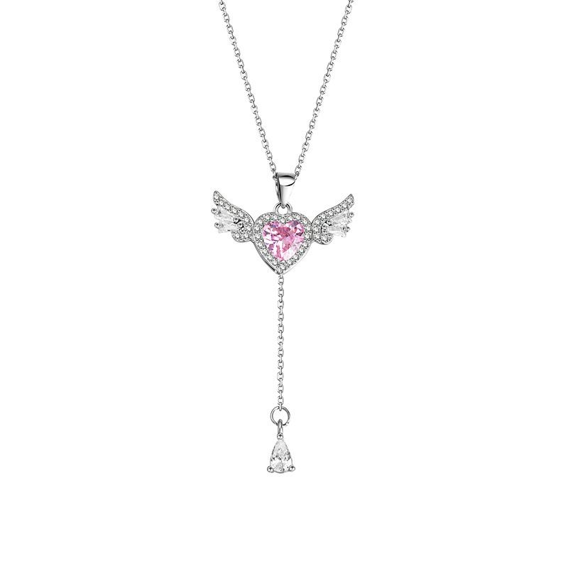 Captivating Cupid Heart Angel Wings Necklace
