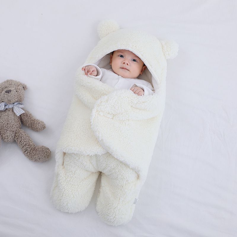 Newborn Baby Fleece Warm Hooded Swaddle Blanket-Topselling