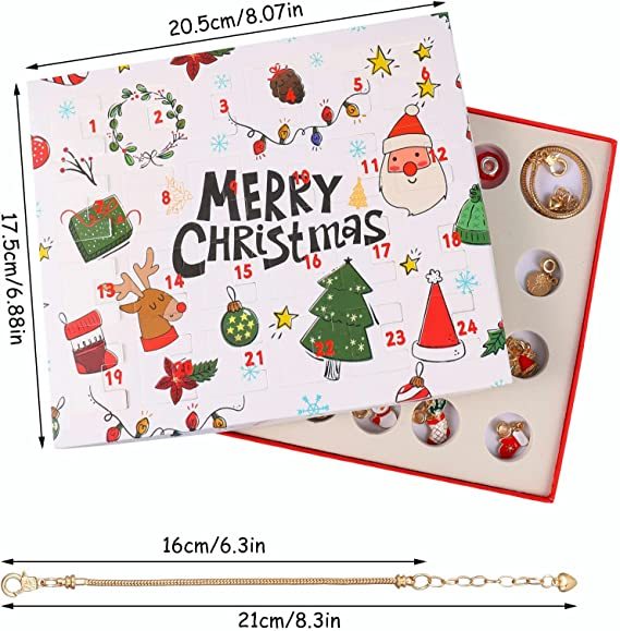 24 Days Countdown to Christmas Themed Surprise Blind Box Bracelet Ideas DIY Jewelry Kit Christmas Gifts-Topselling