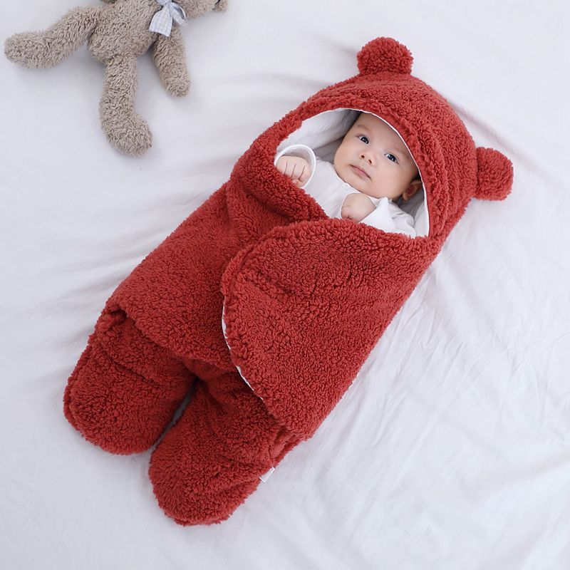 Newborn Baby Fleece Warm Hooded Swaddle Blanket-Topselling