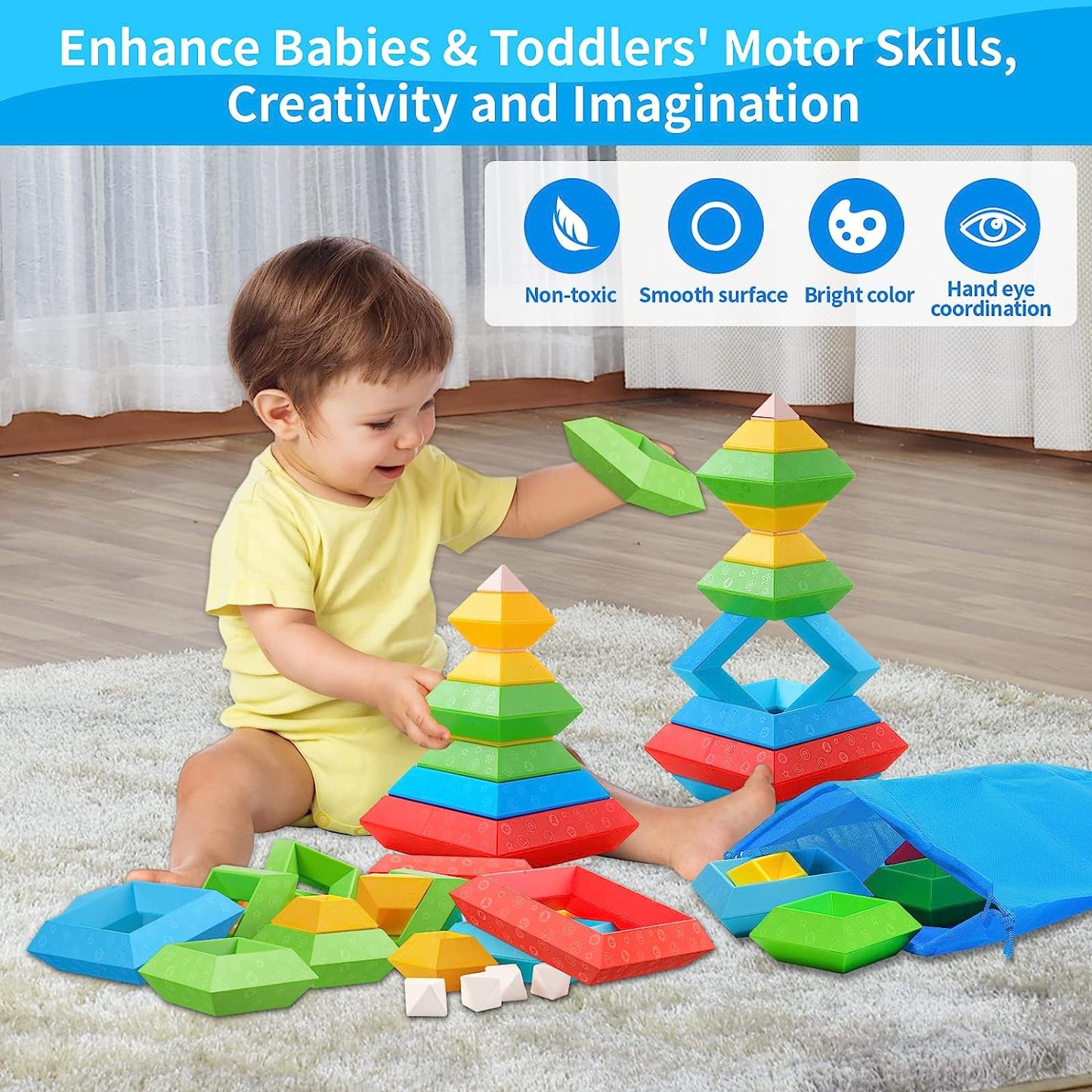 Pyramid Stacking Toy Building Blocks 3D -Topselling