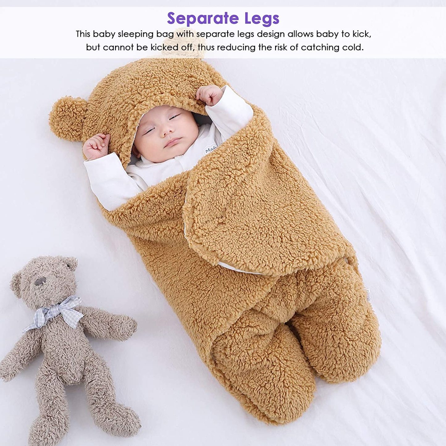 Newborn Baby Fleece Warm Hooded Swaddle Blanket-Topselling