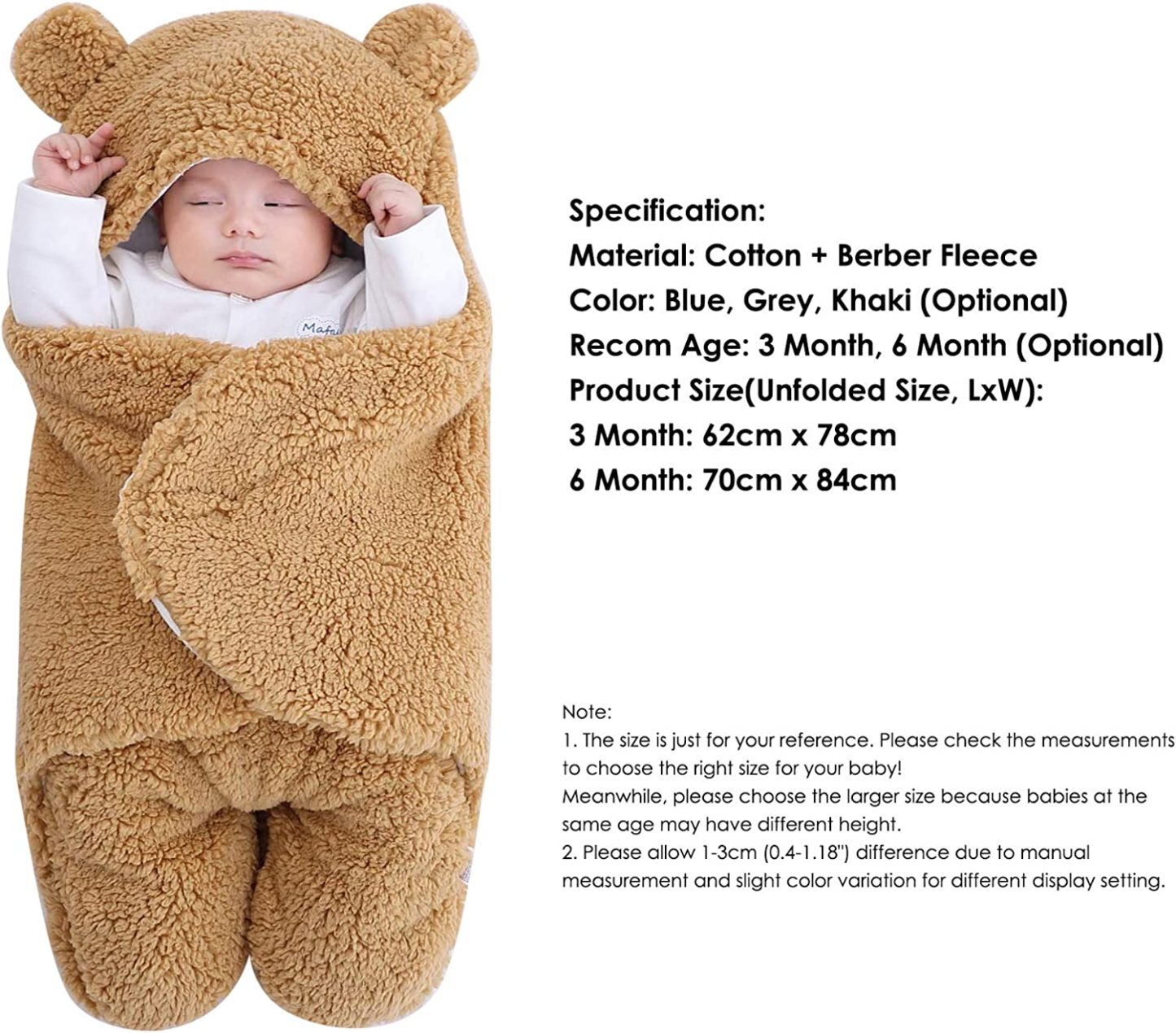 Newborn Baby Fleece Warm Hooded Swaddle Blanket-Topselling