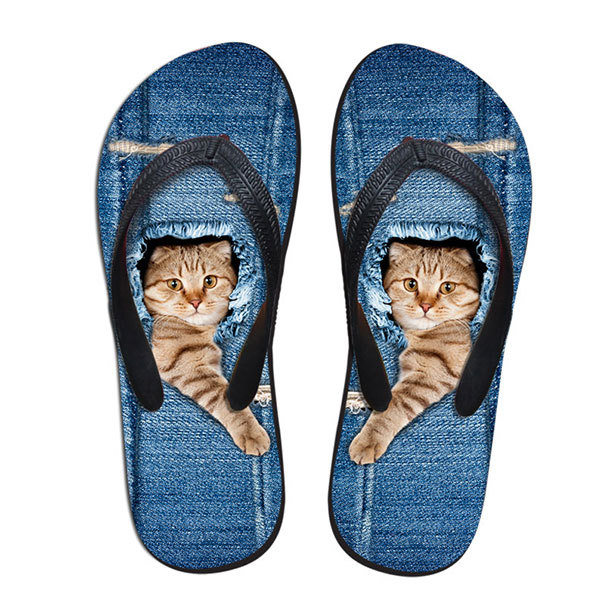 "Purr-fect Pair of Flip-Flops: Cat Head Design for Feline Fanatics!"-Topselling