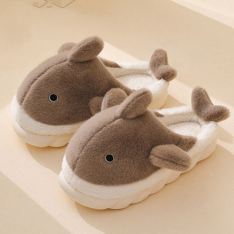 Winter thick bottom non-slip small shark cotton slippers-Topselling
