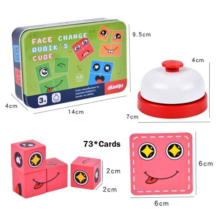 New wooden educational toy matching face changing building block puzzle-Topselling