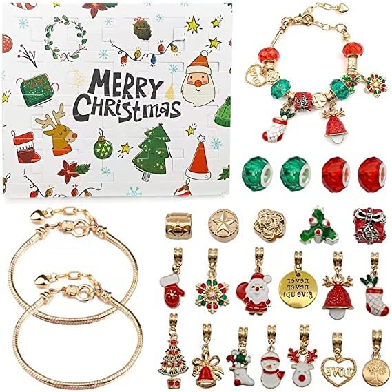 24 Days Countdown to Christmas Themed Surprise Blind Box Bracelet Ideas DIY Jewelry Kit Christmas Gifts-Topselling