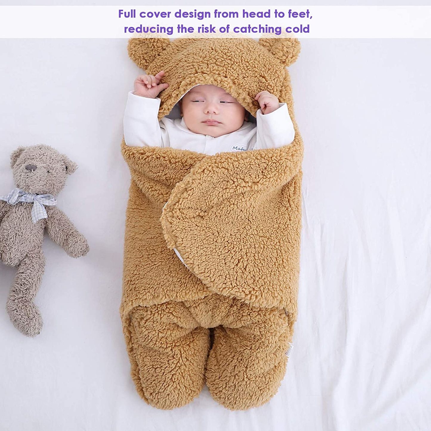 Newborn Baby Fleece Warm Hooded Swaddle Blanket-Topselling