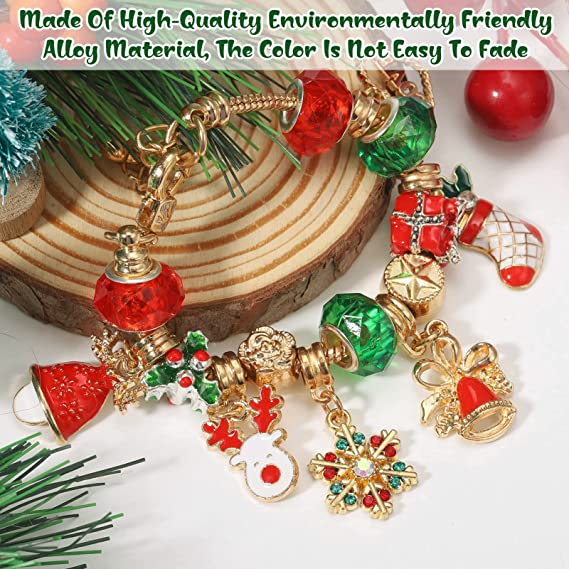 24 Days Countdown to Christmas Themed Surprise Blind Box Bracelet Ideas DIY Jewelry Kit Christmas Gifts-Topselling