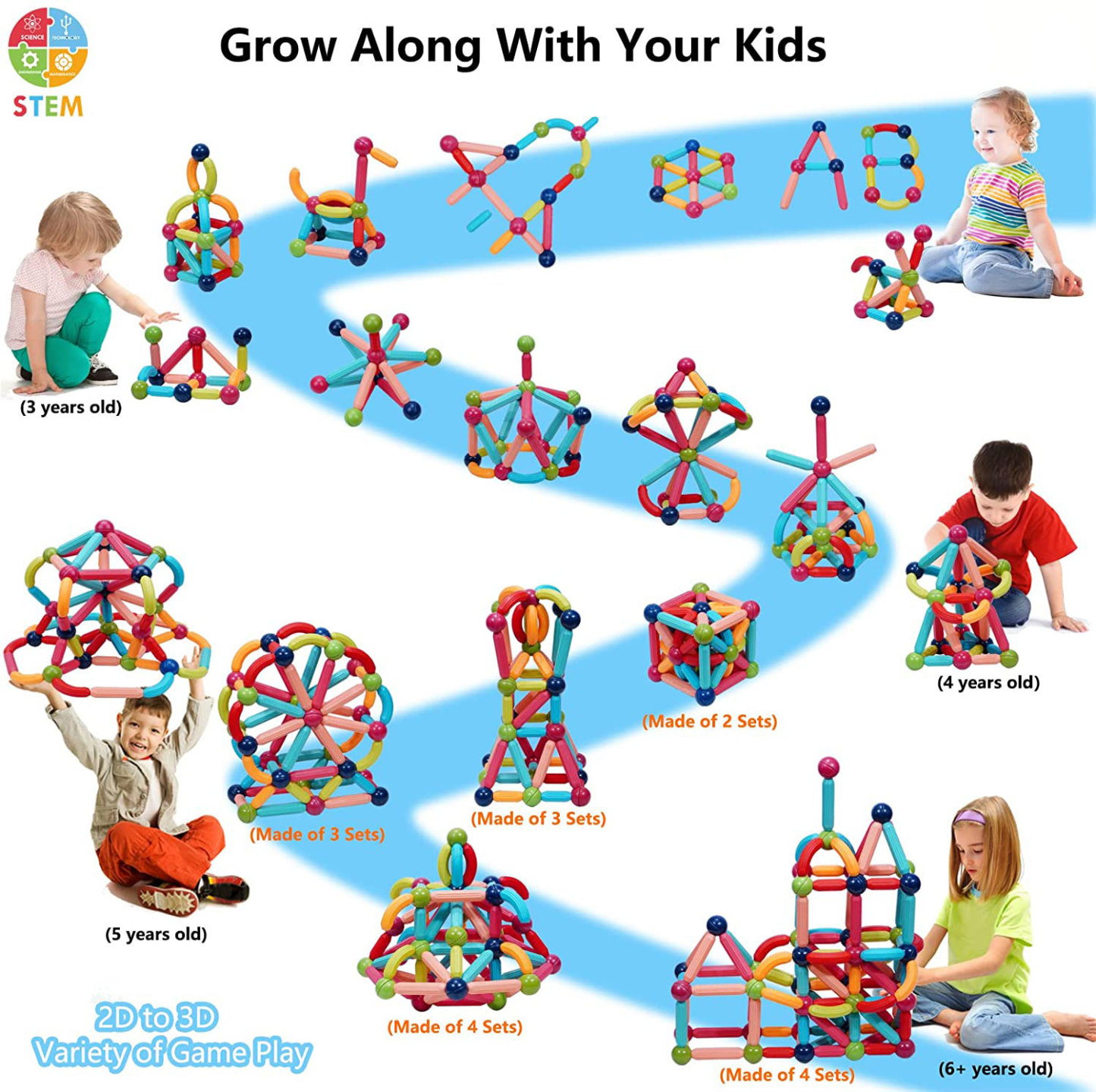 Magnetic Building Sticks Blocks Toy-Topselling