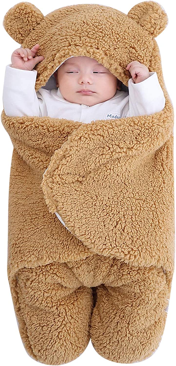 Newborn Baby Fleece Warm Hooded Swaddle Blanket-Topselling