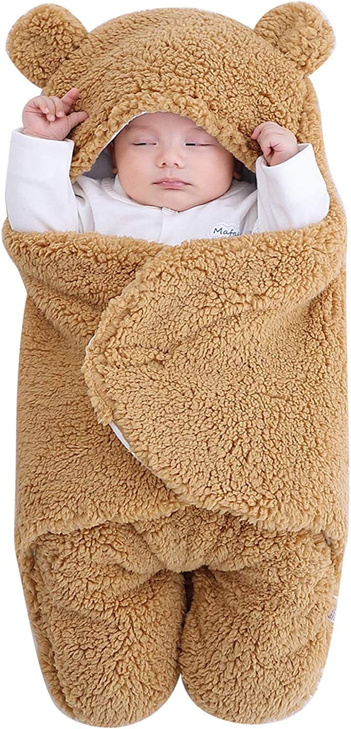 Newborn Baby Fleece Warm Hooded Swaddle Blanket-Topselling