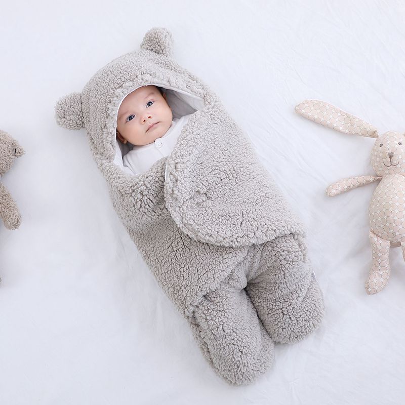 Newborn Baby Fleece Warm Hooded Swaddle Blanket-Topselling