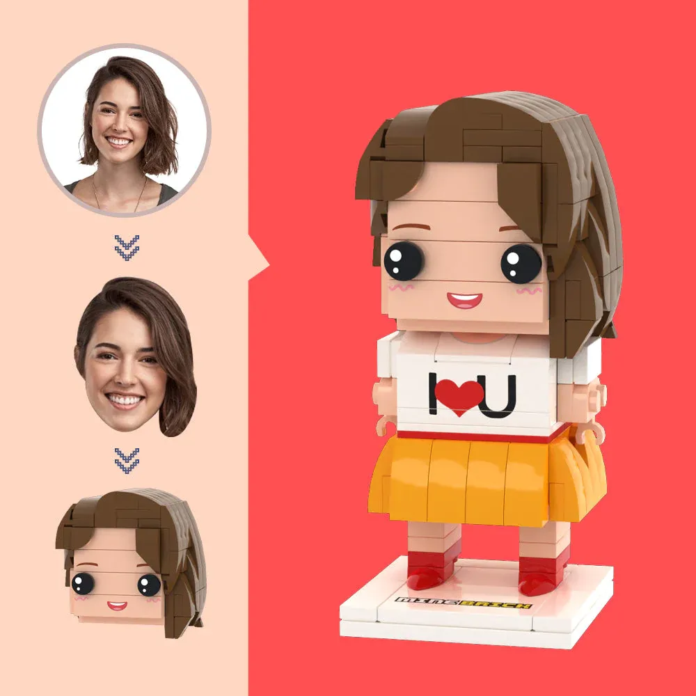 Custom Head I LOVE U 3D Brick Figures-Topselling