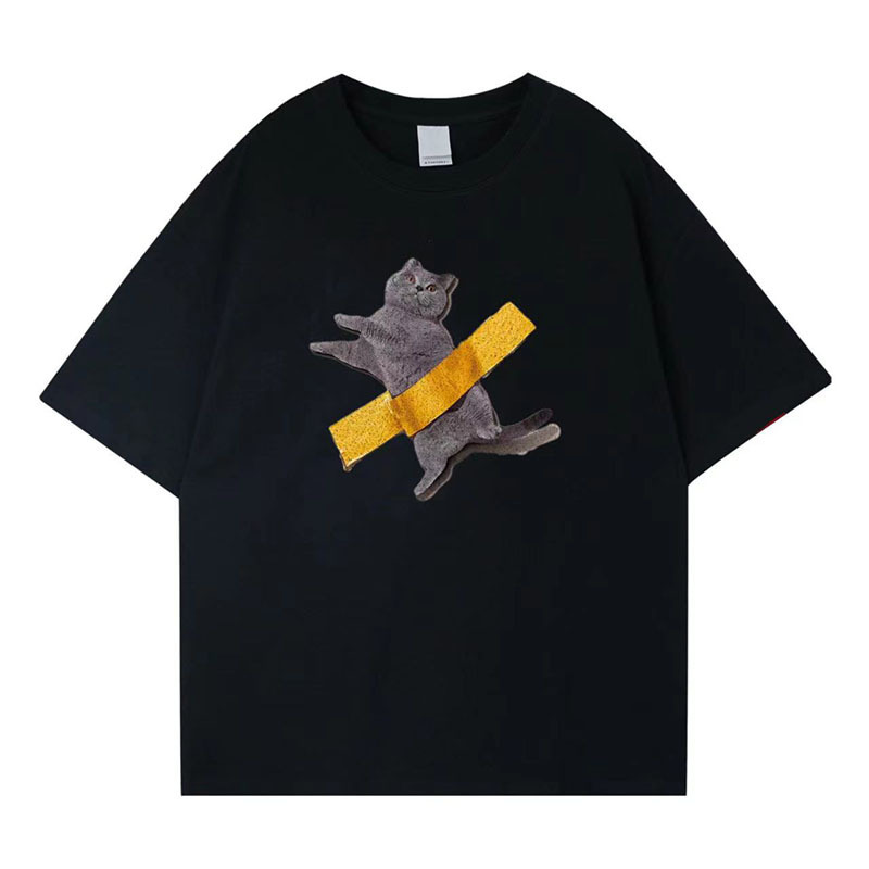 Cute pet blue cat spoof funny short sleeves