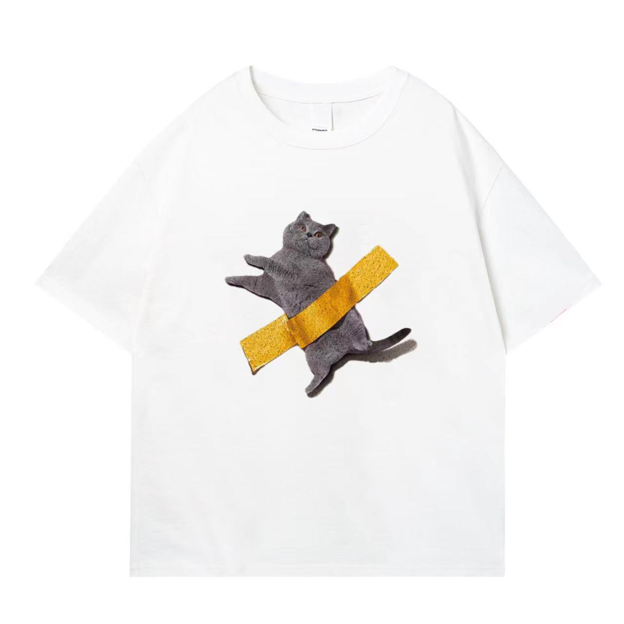 Cute pet blue cat spoof funny short sleeves