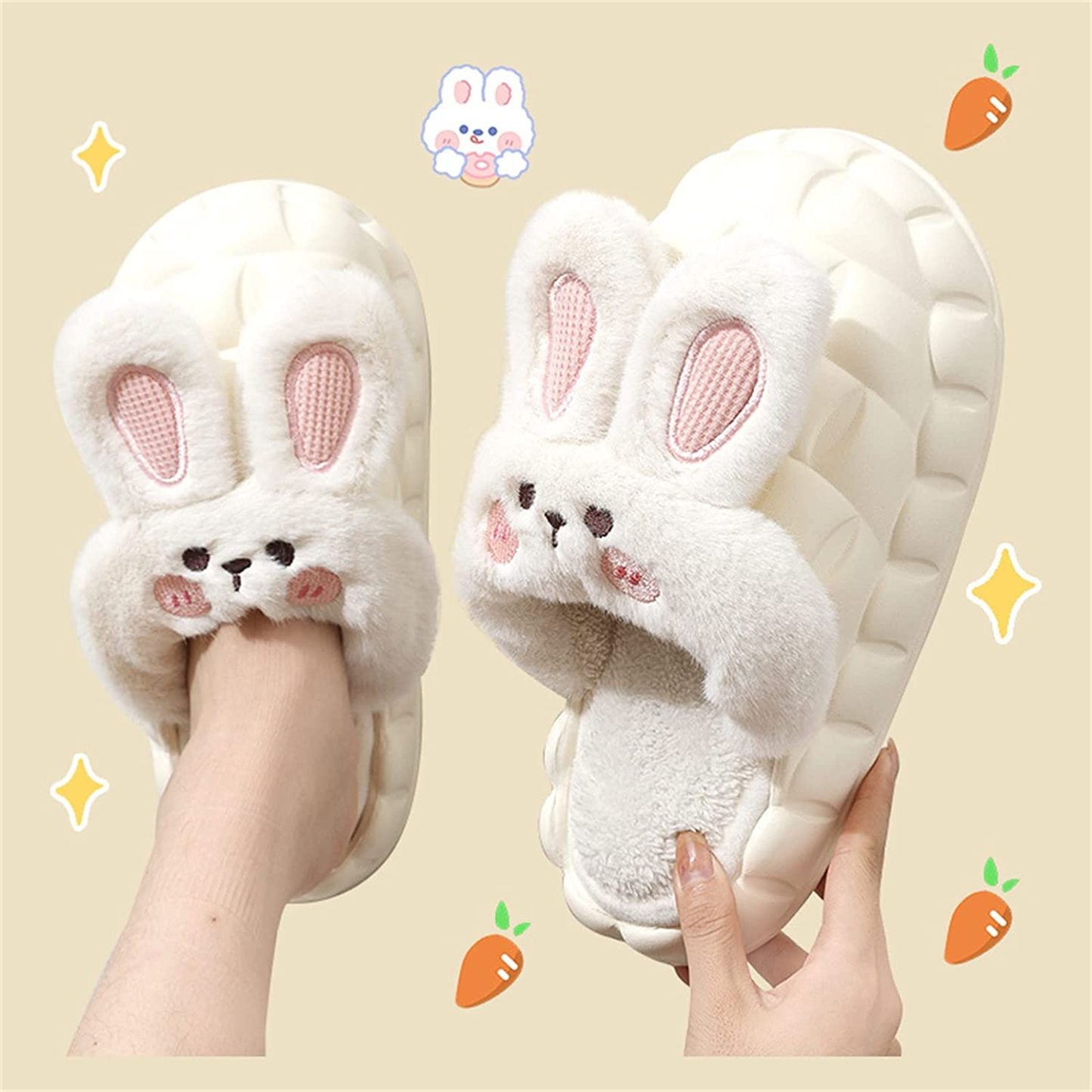2022 Winter New - Removable Rabbit Cotton Slippers Women-Topselling