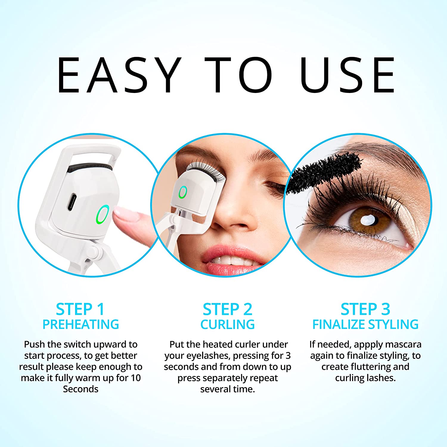 Long-Lasting Hold Heated Eyelash Curler-Topselling