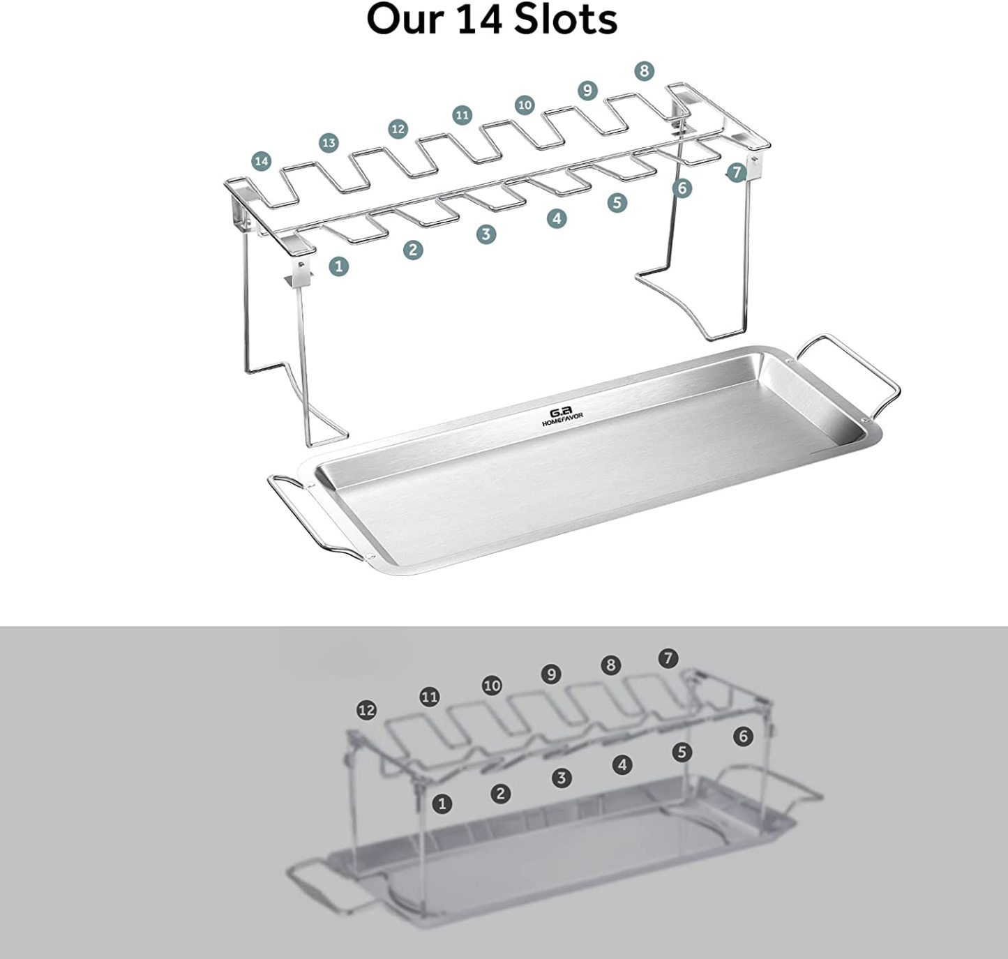 Chicken Thighs Wing Rack 14-Bay Stainless Steel Metal Grill-Topselling