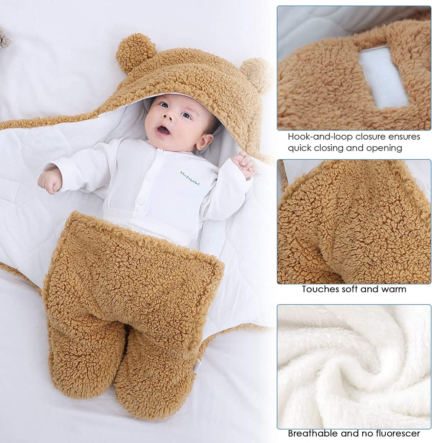 Newborn Baby Fleece Warm Hooded Swaddle Blanket-Topselling
