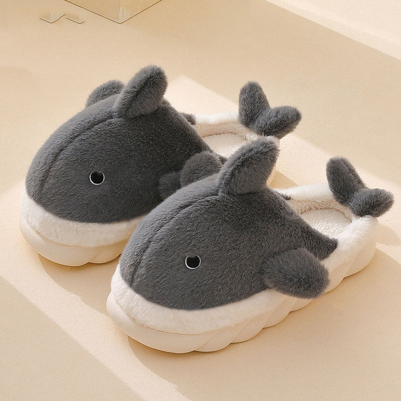 Winter thick bottom non-slip small shark cotton slippers-Topselling