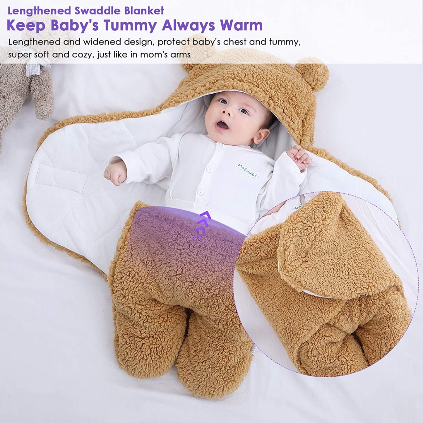 Newborn Baby Fleece Warm Hooded Swaddle Blanket-Topselling